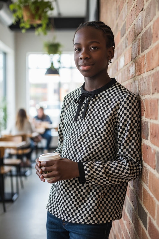 Kate Spade Checkered Bow Blouse – XS