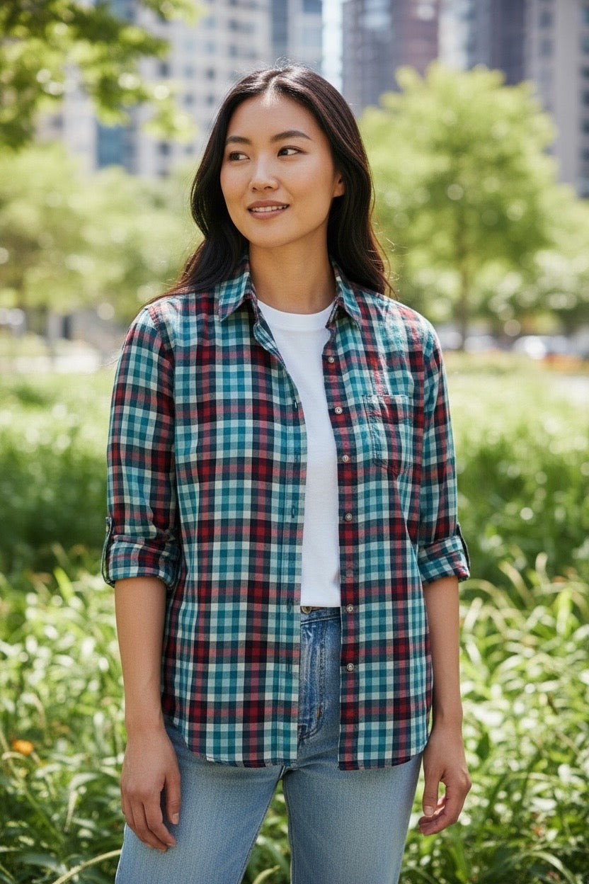 Jack Spade Plaid Cotton Shirt, Size M