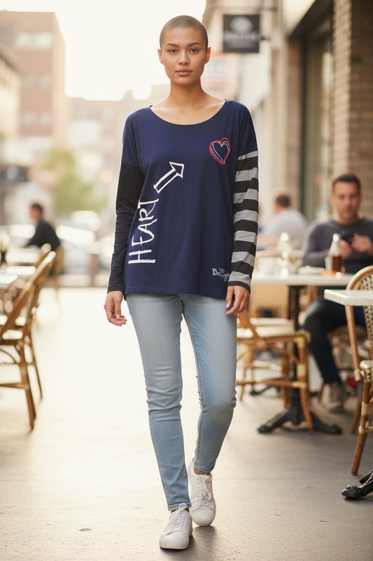 Desigual “Heart” Long Sleeve Tee – XS