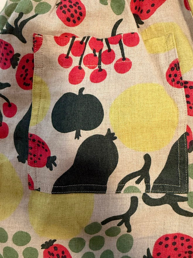 Marimekko Wide-Leg Linen Pants ā Fruit Print (Size S)