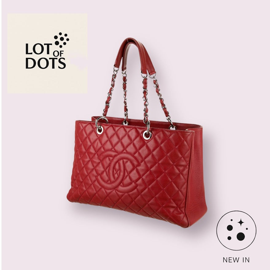Chanel Grand Shopping Tote (GST) β Red Caviar Leather, Silver Hardware