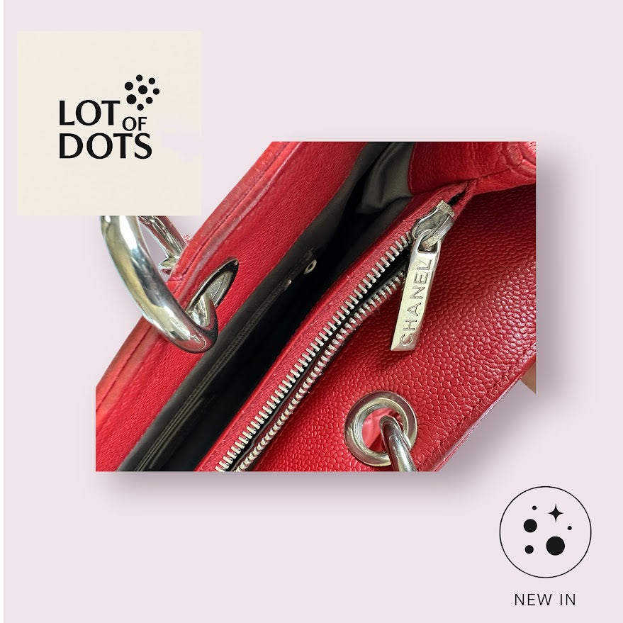 Chanel Grand Shopping Tote (GST) β Red Caviar Leather, Silver Hardware