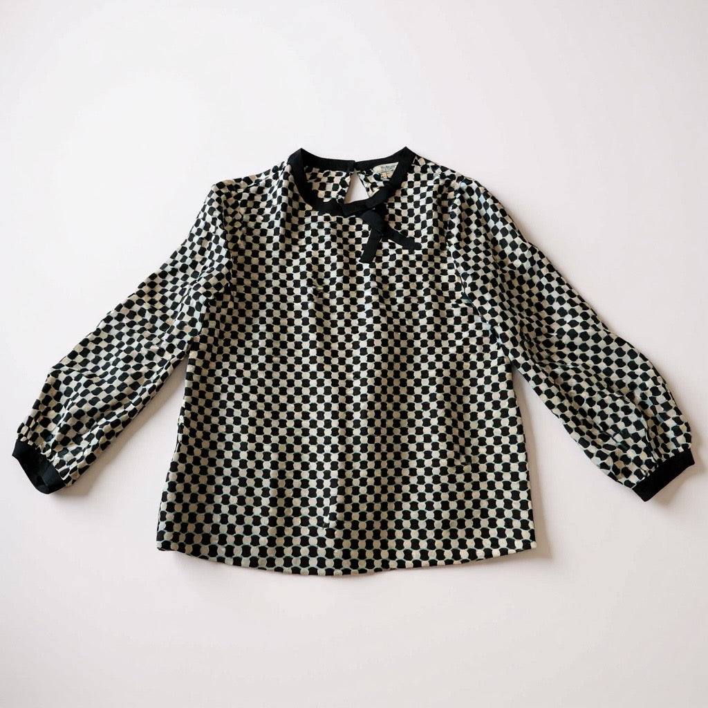 Kate Spade Checkered Bow Blouse – XS