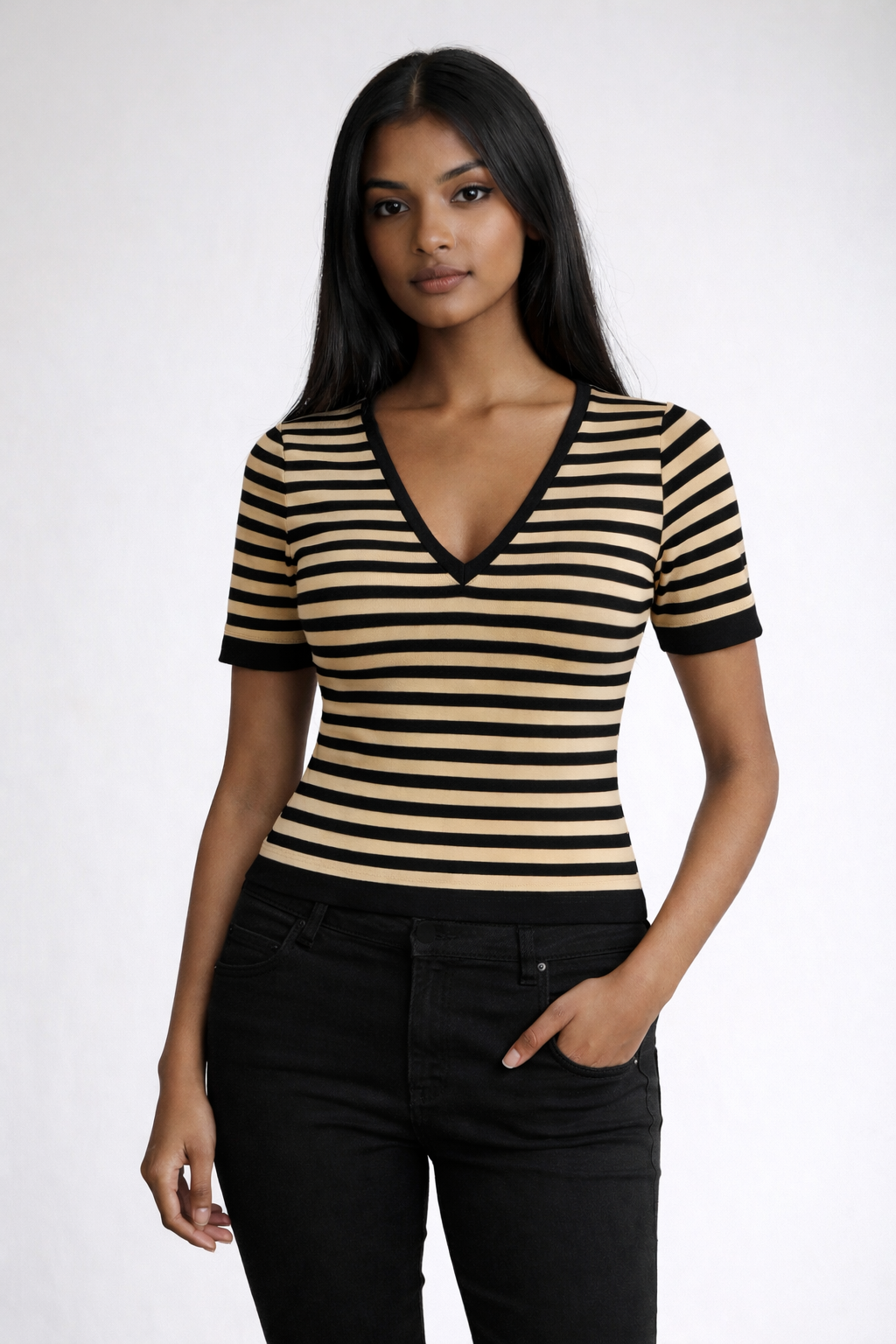 Wolford Striped Fitted Top, Size XS/S